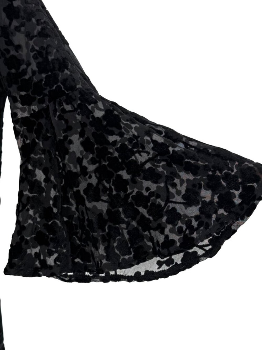 Gypsy Junkies Black Velvet Bell Sleeve Tunic S/M | Boho Whimsigoth Dark Coquette - Picture 5 of 16